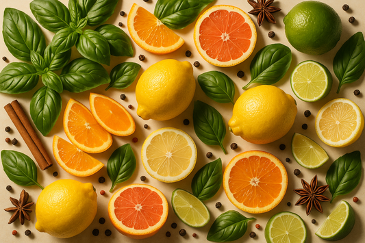 basil, orange, citrus, lemon, and a hint of spices