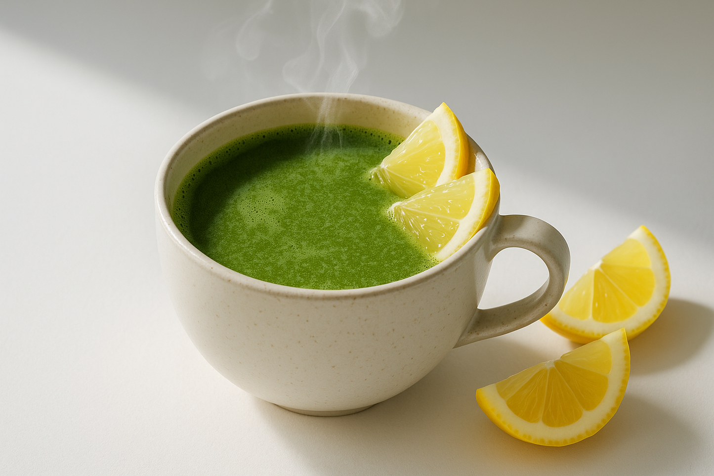 Matcha green tea, with lemon