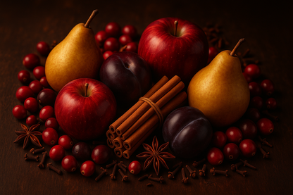 Cinnamon, Pear, Macintosh Apple, Plum, Cranberry, Spice, and Clove